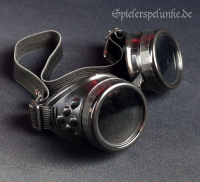 Steampunk Googles „Schweisserbrille“ schwarz mit schwarzem Glas und Gummiband