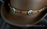 Western Biker Leder Hutband braun mit Sternen und Metallschliessung