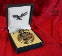 Taschenuhr brüniert "Adler" rund mit Springdeckel und Kette im Schmuckkästchen