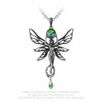 "The Green Goddess" Jugendstil Halskette mit grünen Swarovski Kristallen Grüne Fee Absinth Gothic Schmuck